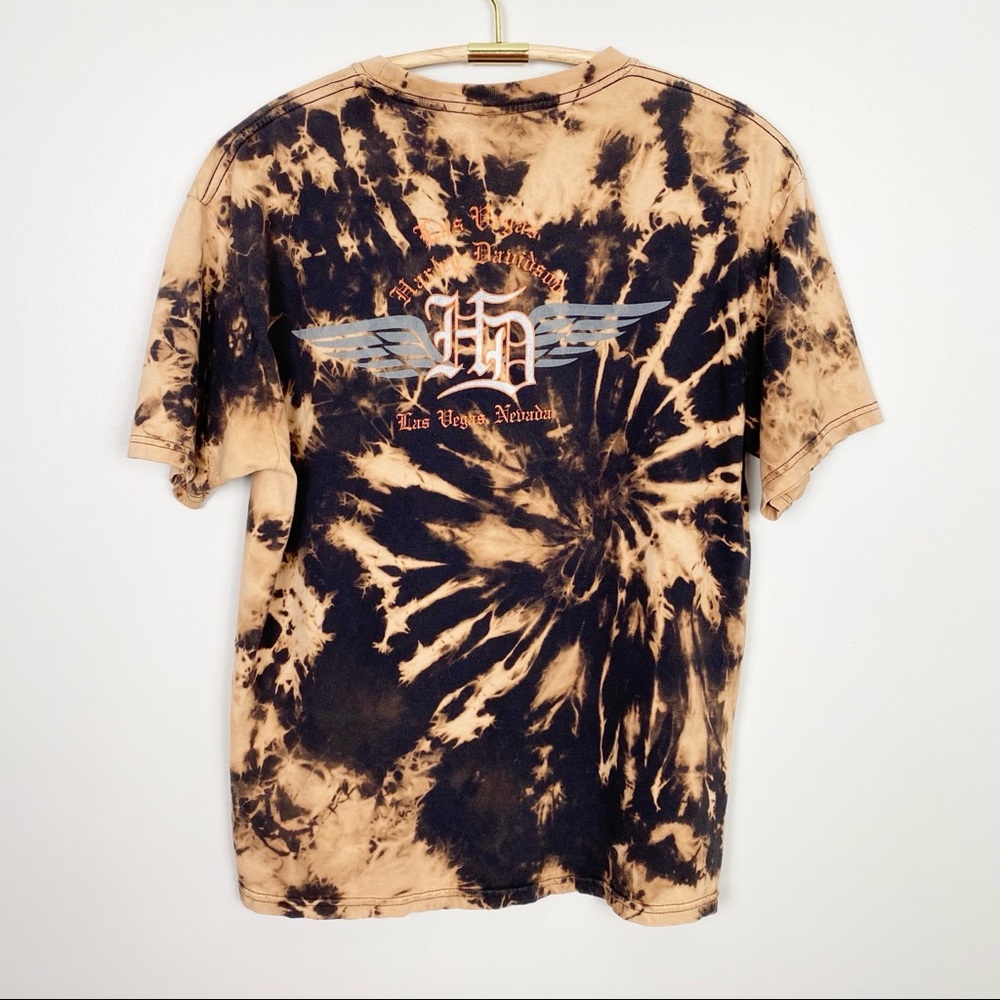 HARLEY DAVIDSON Bleached Tie Dye Graphic Tee L - Picture 3 of 5